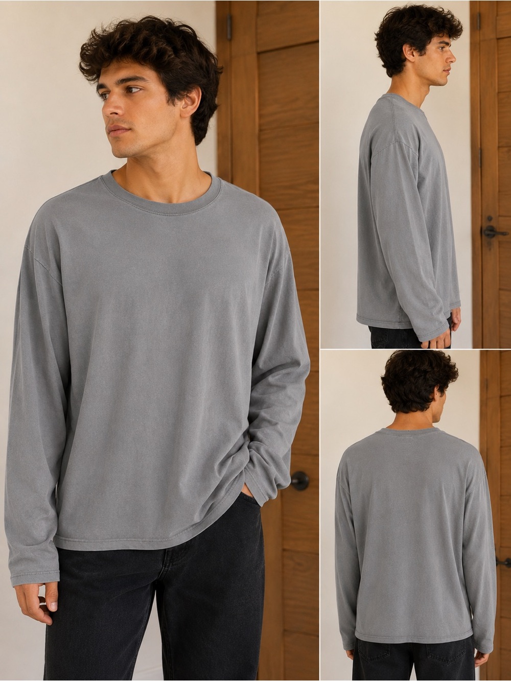 Robert Barakett Men's Long Sleeve Crewneck Tee - Gray